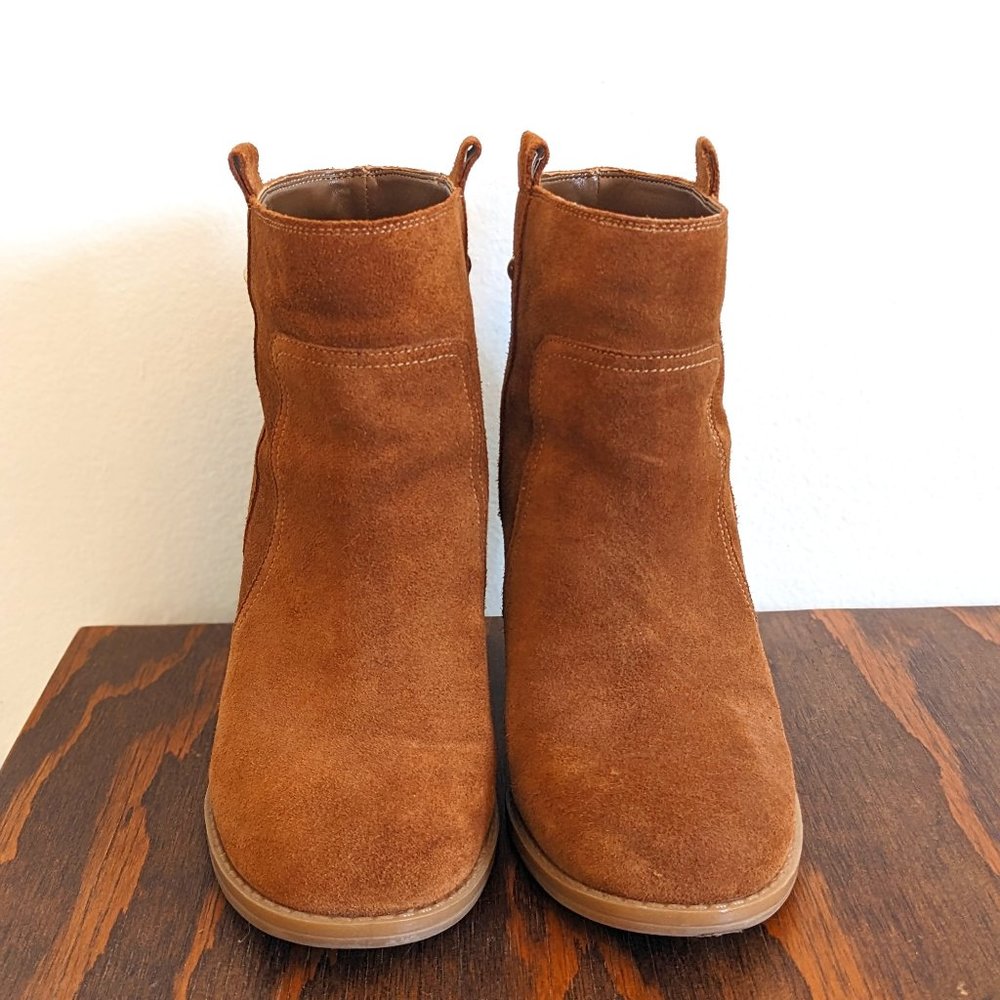 Nine West Hoffleno brown/tan suede ankle boots/booties, 6